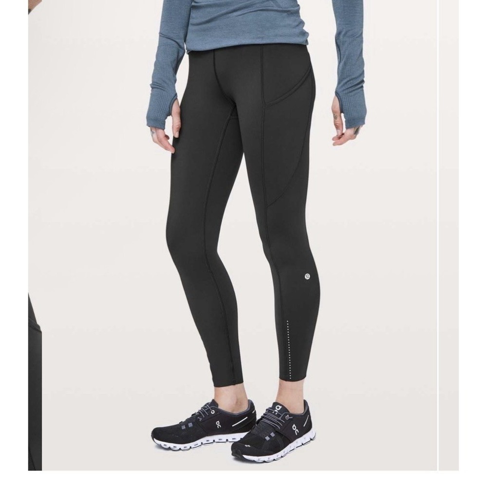 Lululemon W5BJGS Fast & Free 7/8 Tight II *Nulux 25" Black Leggings Size 4